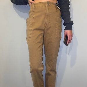 ultra high rise khaki joggers